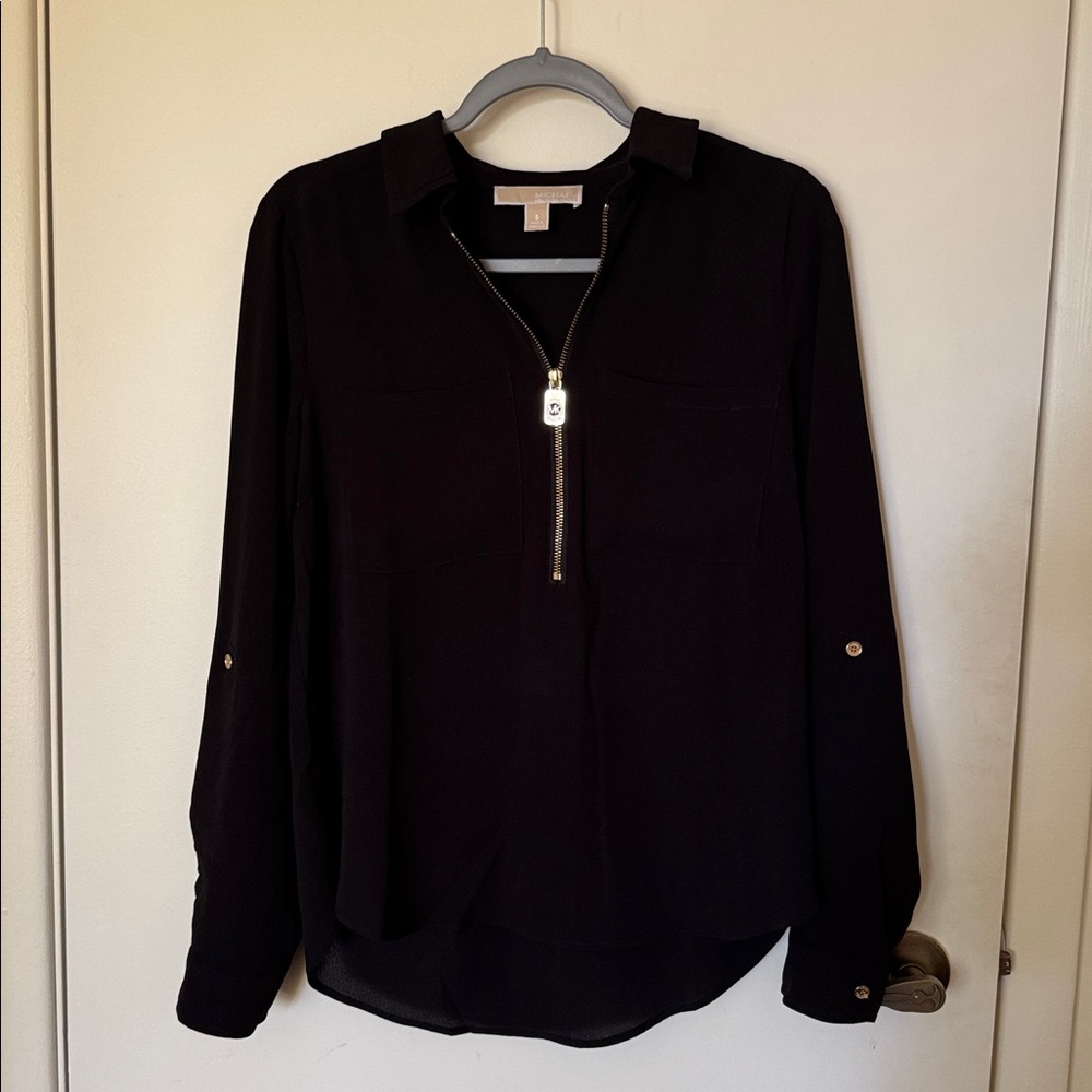 Michael Kors Black Top with Gold Zipper